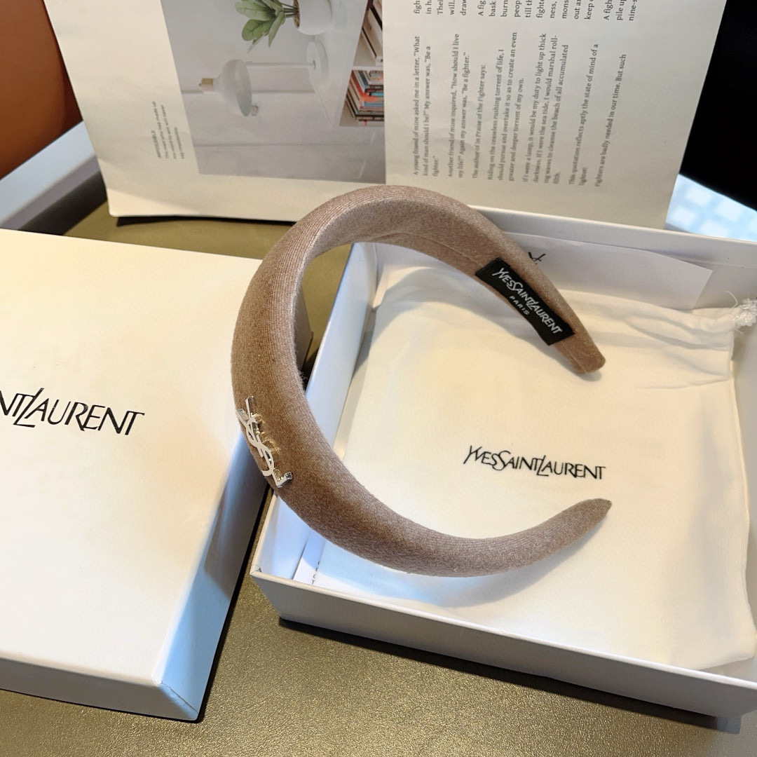 YSL ヤングセインローレン ヘッドバンド 本革 通勤 ブラック - 画像 5