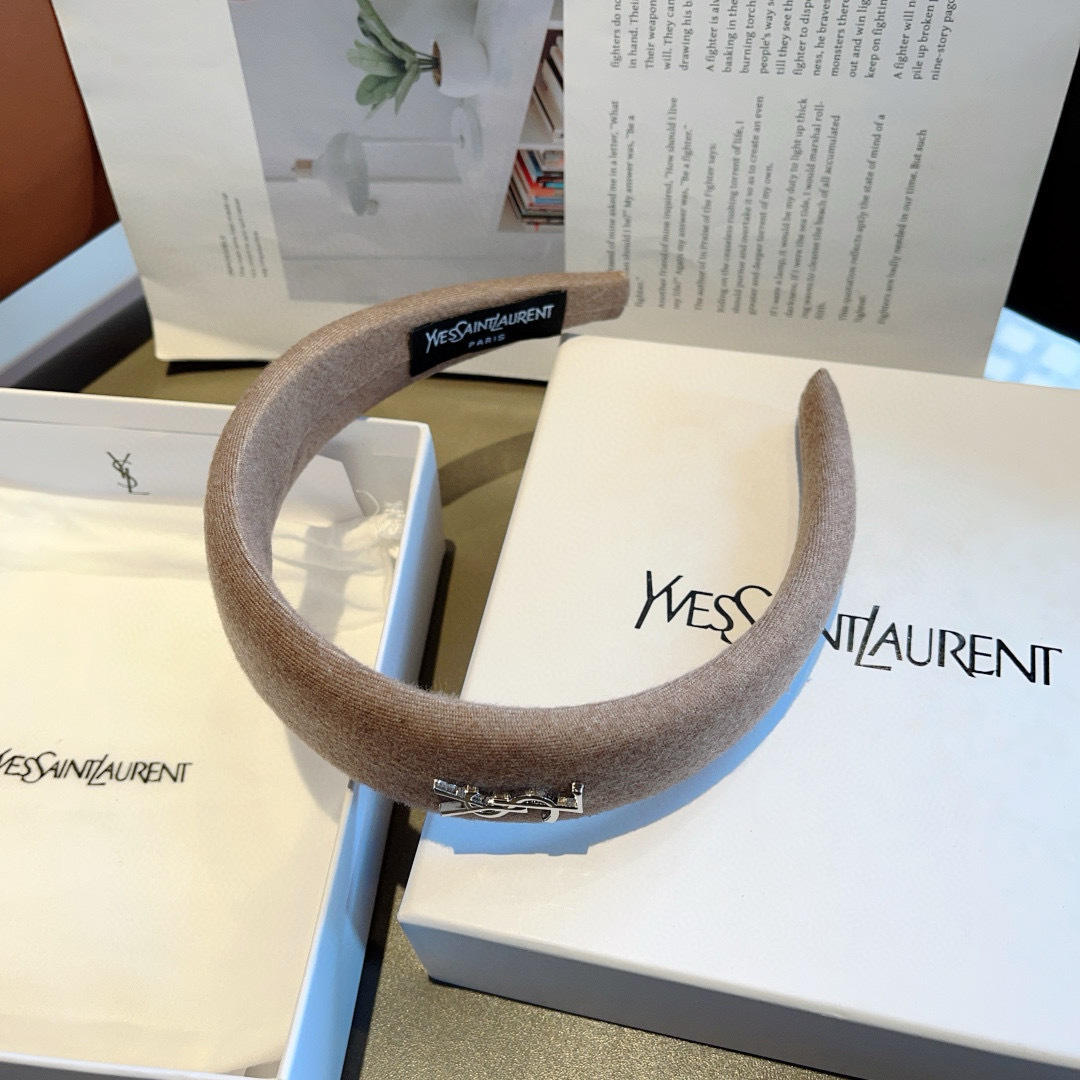 YSL ヤングセインローレン ヘッドバンド 本革 通勤 ブラック - 画像 7