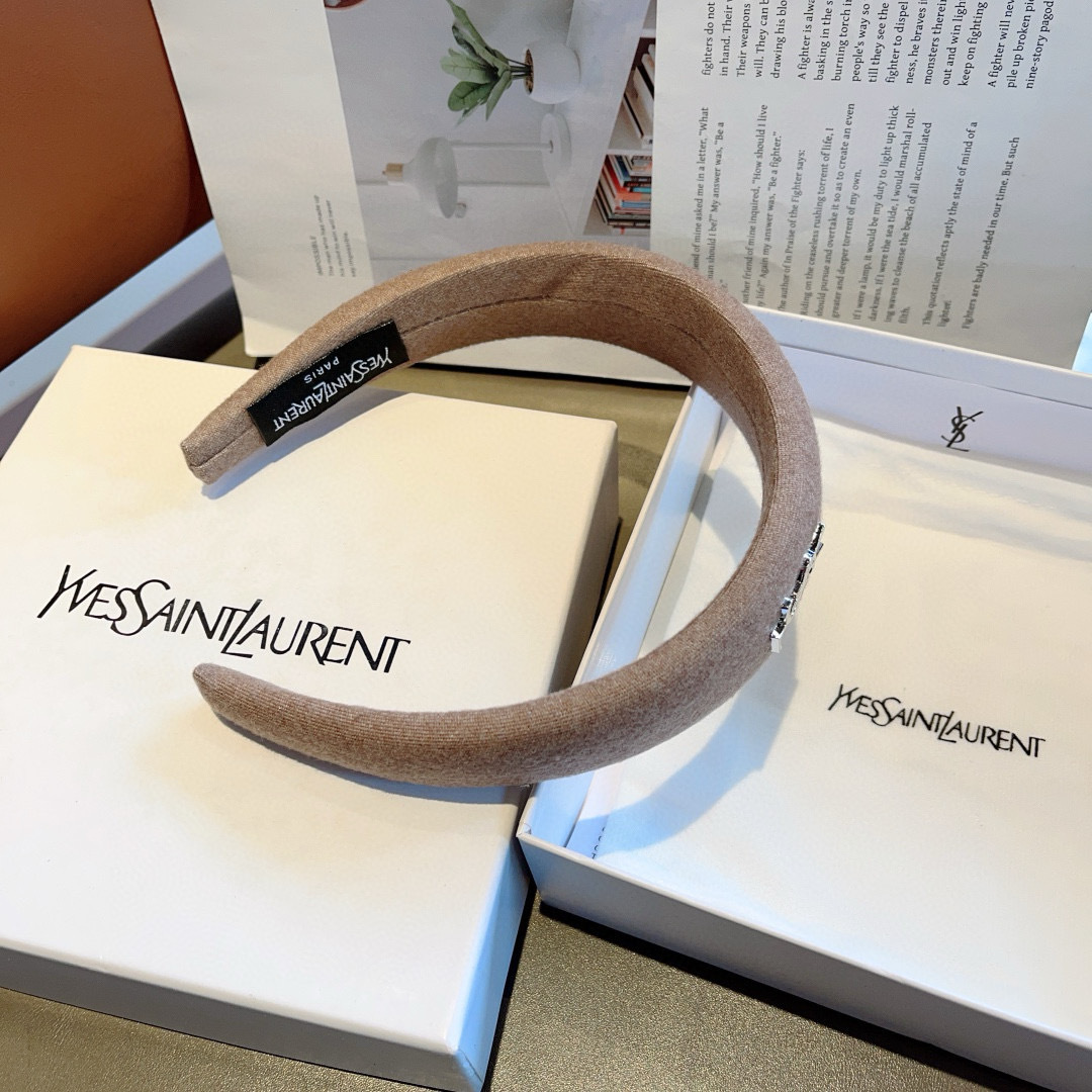 YSL ヤングセインローレン ヘッドバンド 本革 通勤 ブラック - 画像 8
