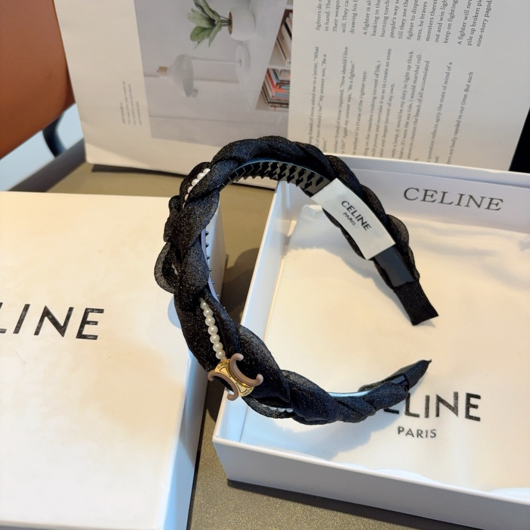 CELINE シャネル ヘアアクセサリー ブラック ホワイト 2色展開 - 画像 5