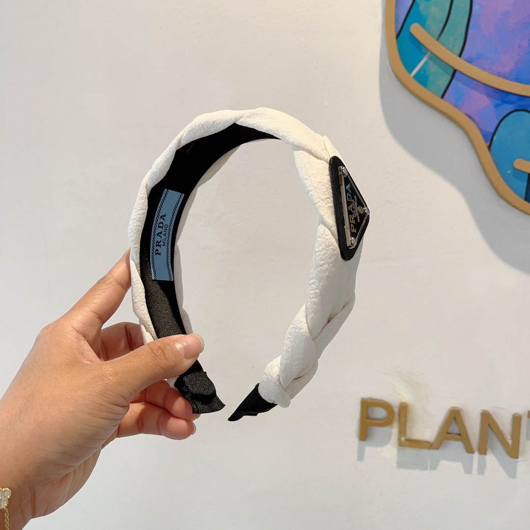 PRADA プラダ ヘアバンド ブランドヘアアクセサリー プラダ ブラック ホワイト - 画像 2