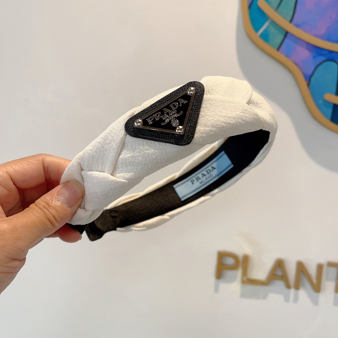 PRADA プラダ ヘアバンド ブランドヘアアクセサリー プラダ ブラック ホワイト - 画像 3