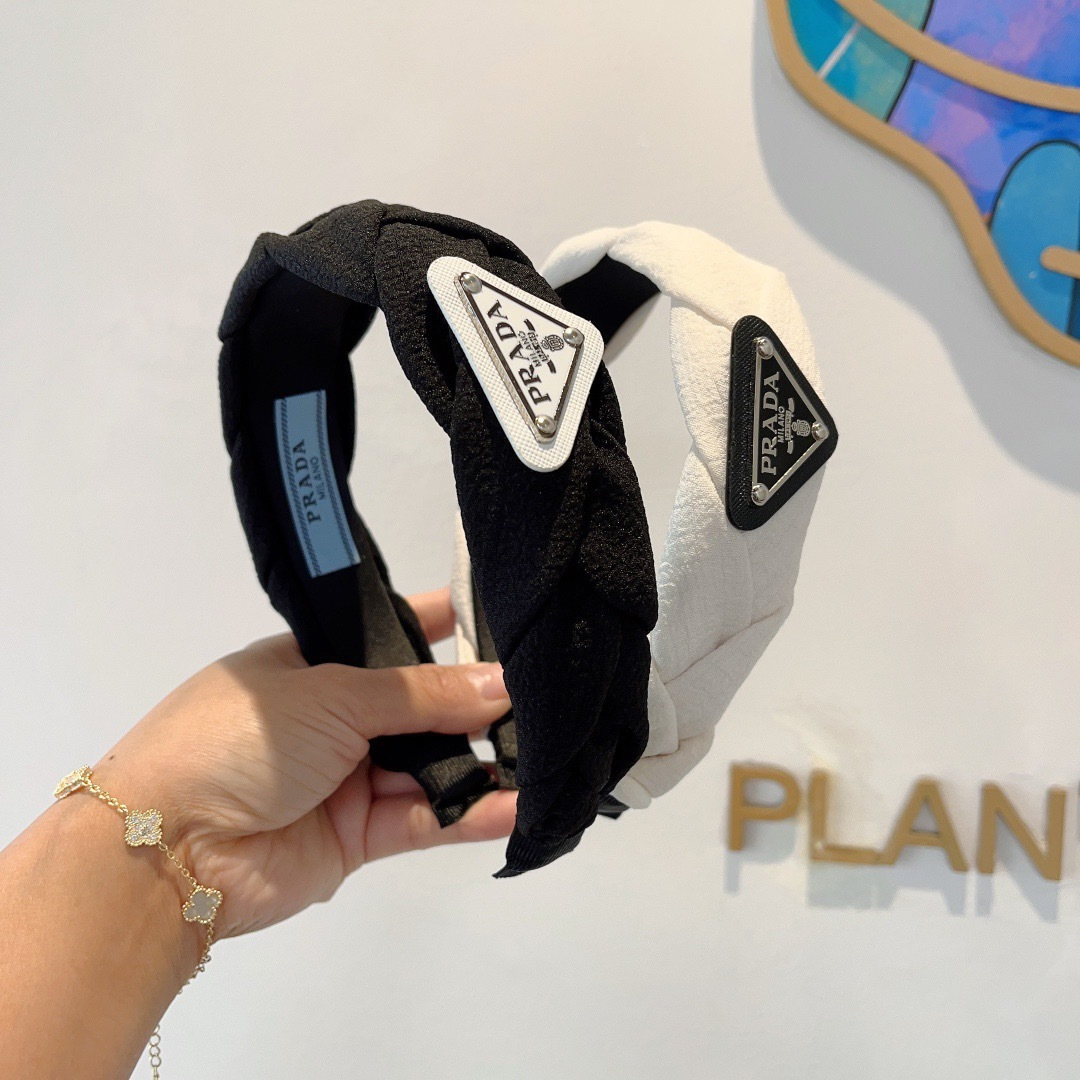PRADA プラダ ヘアバンド ブランドヘアアクセサリー プラダ ブラック ホワイト - 画像 9