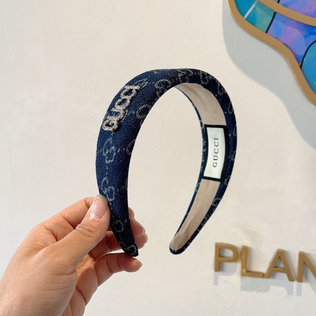 GUCCI グッチ ヘアアクセサリー ヘアバンド デニム風 ブランド ブラック 全3色