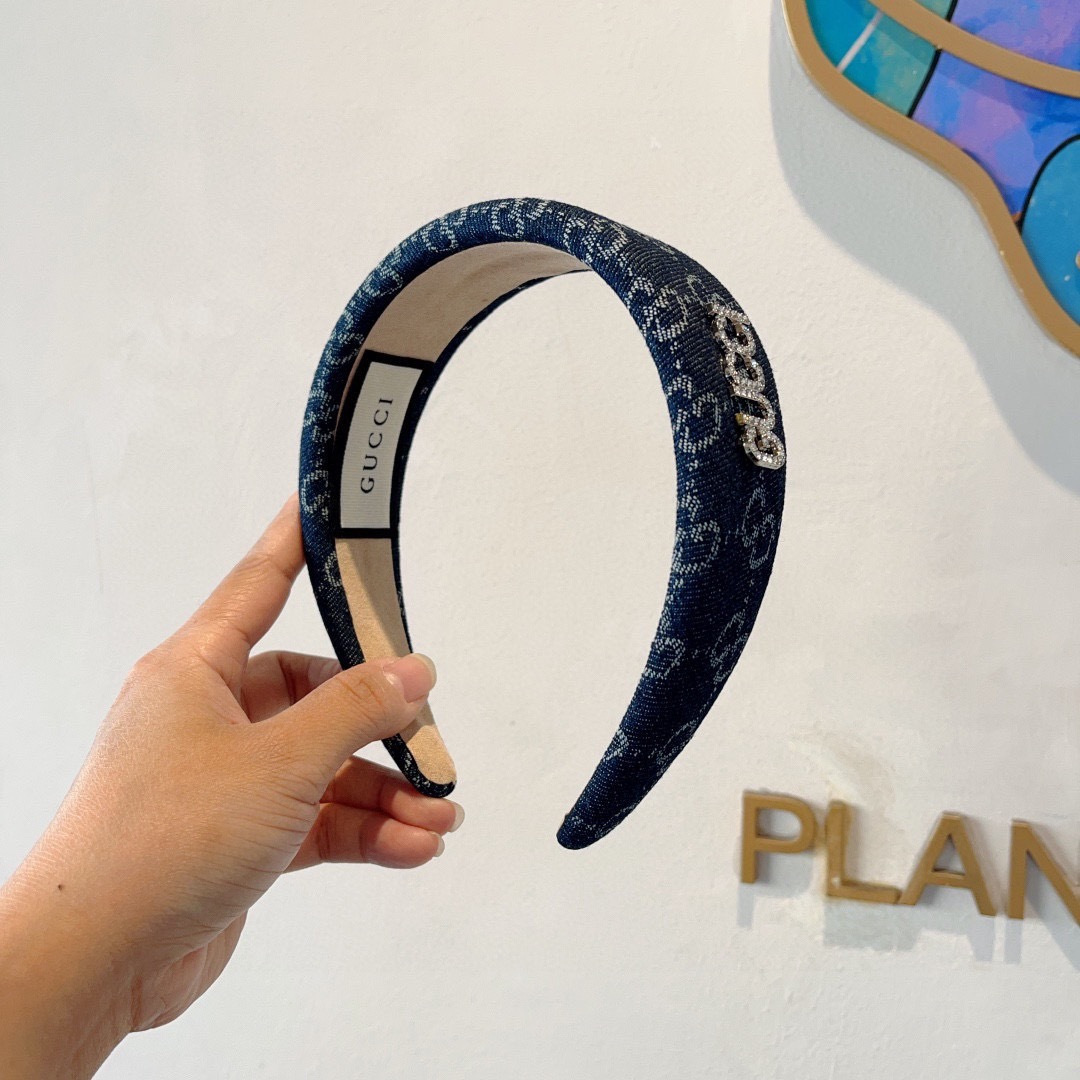 GUCCI グッチ ヘアアクセサリー ヘアバンド デニム風 ブランド ブラック 全3色 - 画像 2