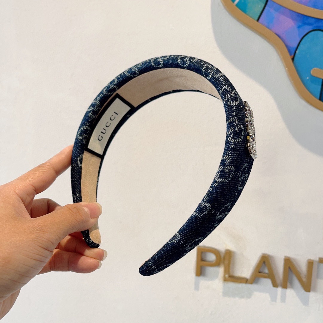 GUCCI グッチ ヘアアクセサリー ヘアバンド デニム風 ブランド ブラック 全3色 - 画像 4