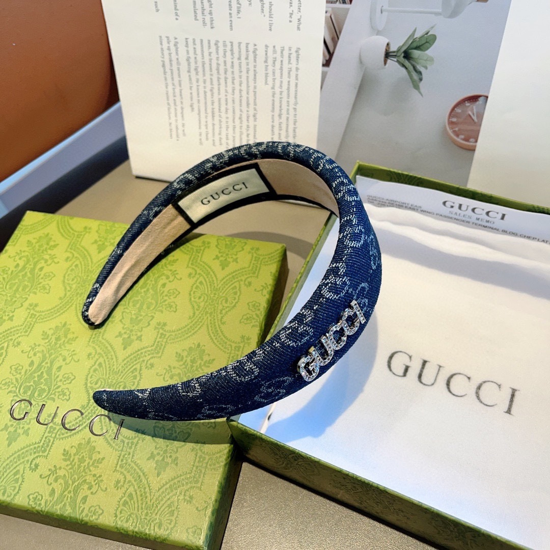 GUCCI グッチ ヘアアクセサリー ヘアバンド デニム風 ブランド ブラック 全3色 - 画像 7