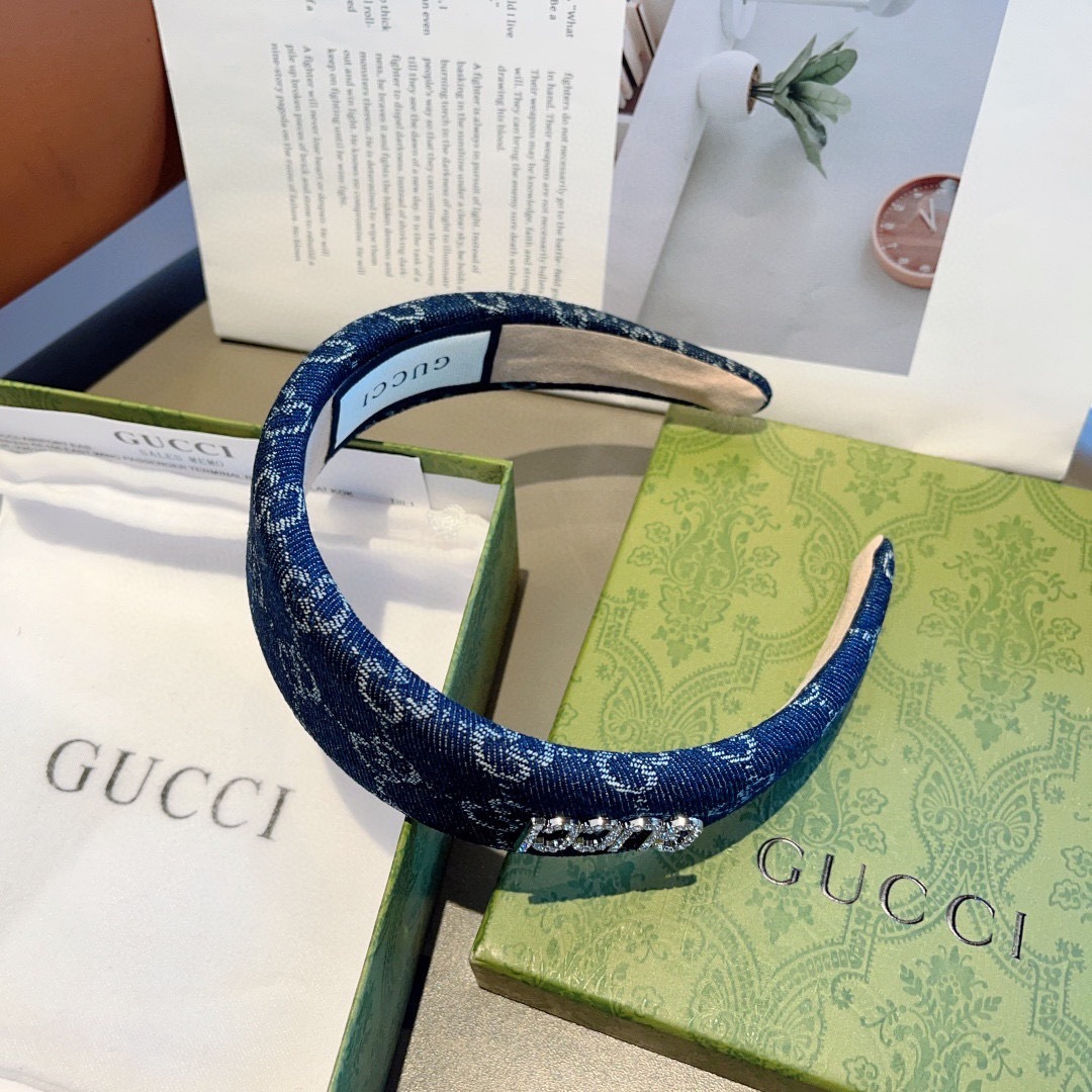 GUCCI グッチ ヘアアクセサリー ヘアバンド デニム風 ブランド ブラック 全3色 - 画像 8