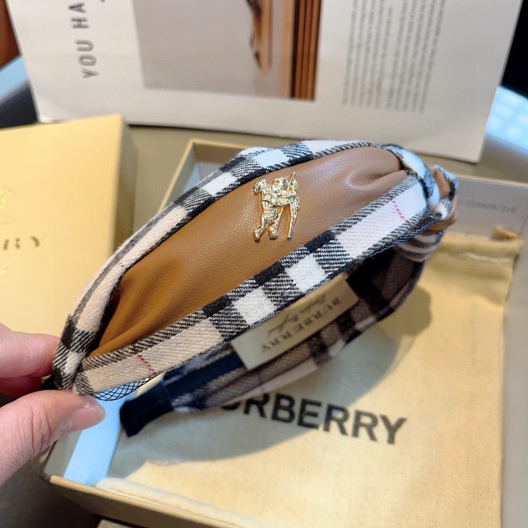 BURBERRY バーバリー ヘッドバンド ブラック ホワイト ブラウン チェック柄 プレゼント ギフト 誕生日 母の日 - 画像 7