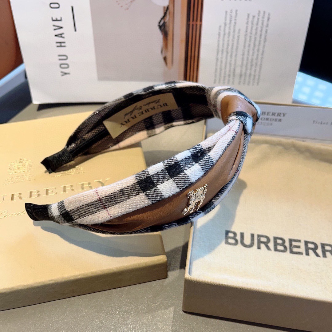 BURBERRY バーバリー ヘッドバンド ブラック ホワイト ブラウン チェック柄 プレゼント ギフト 誕生日 母の日 - 画像 8