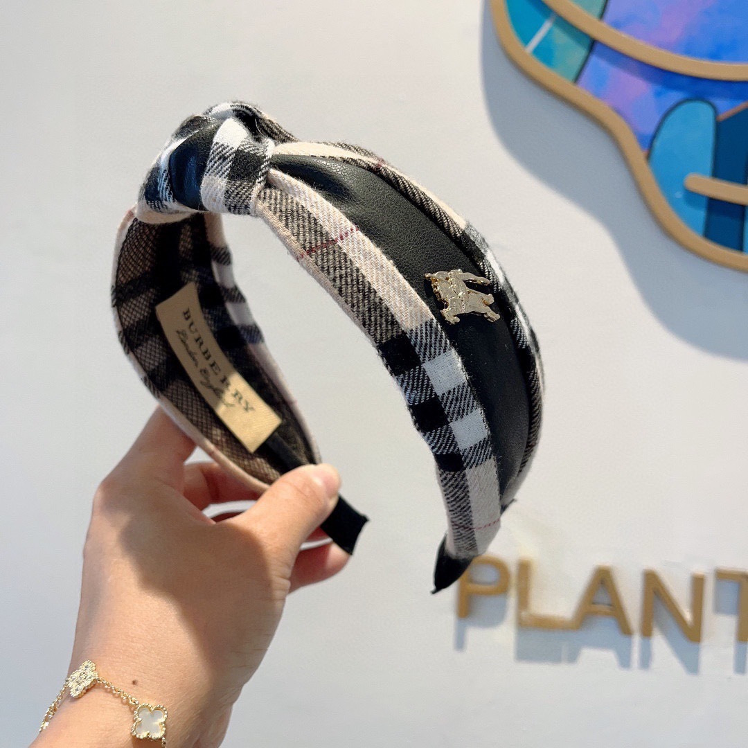 BURBERRY バーバリー ヘアバンド ブラック チェック シルク ミニバーバリー ロゴ 35〜60全角文字 - 画像 3