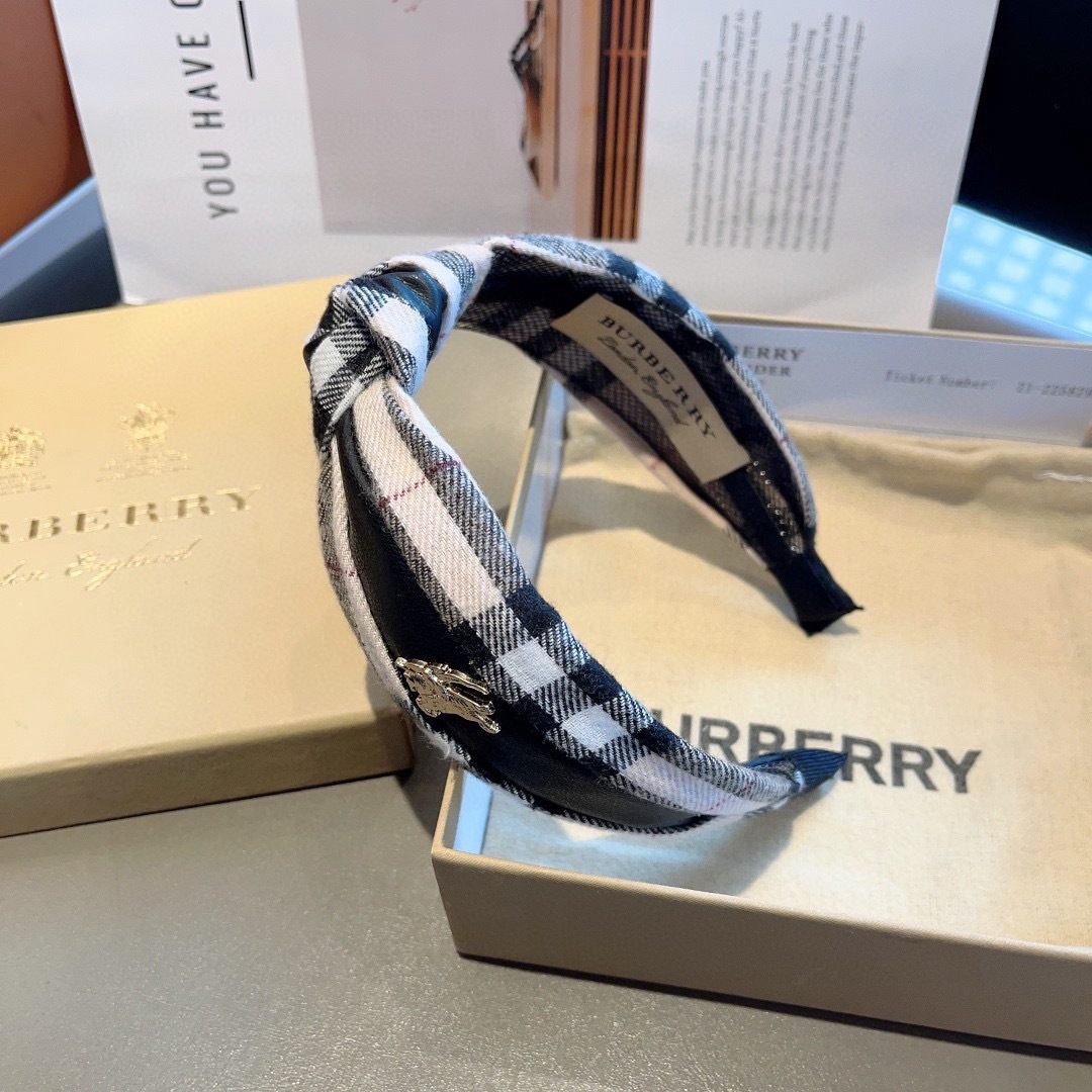 BURBERRY バーバリー ヘアバンド ブラック チェック シルク ミニバーバリー ロゴ 35〜60全角文字 - 画像 6