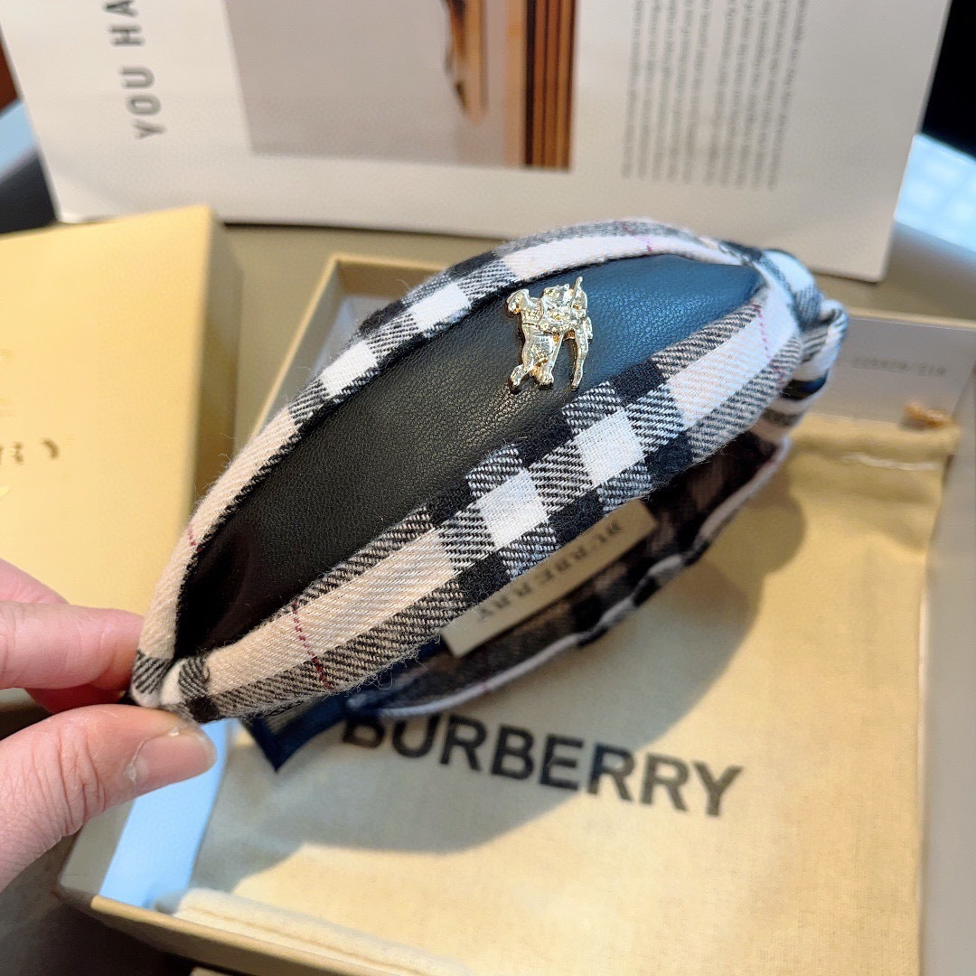 BURBERRY バーバリー ヘアバンド ブラック チェック シルク ミニバーバリー ロゴ 35〜60全角文字 - 画像 7