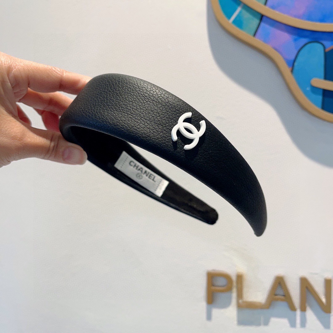 CHANEL シャネル ヘアバンド 本革 通勤 ブラック ホワイト - 画像 3