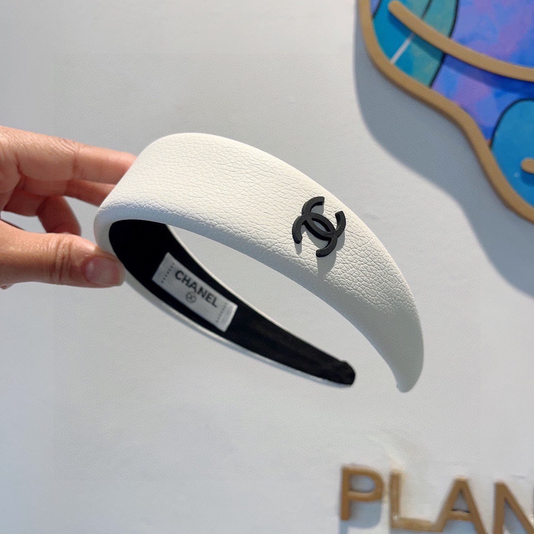 CHANEL シャネル ヘッドバンド 本革 通勤 通学 ブラック ホワイト 全2色 - 画像 3