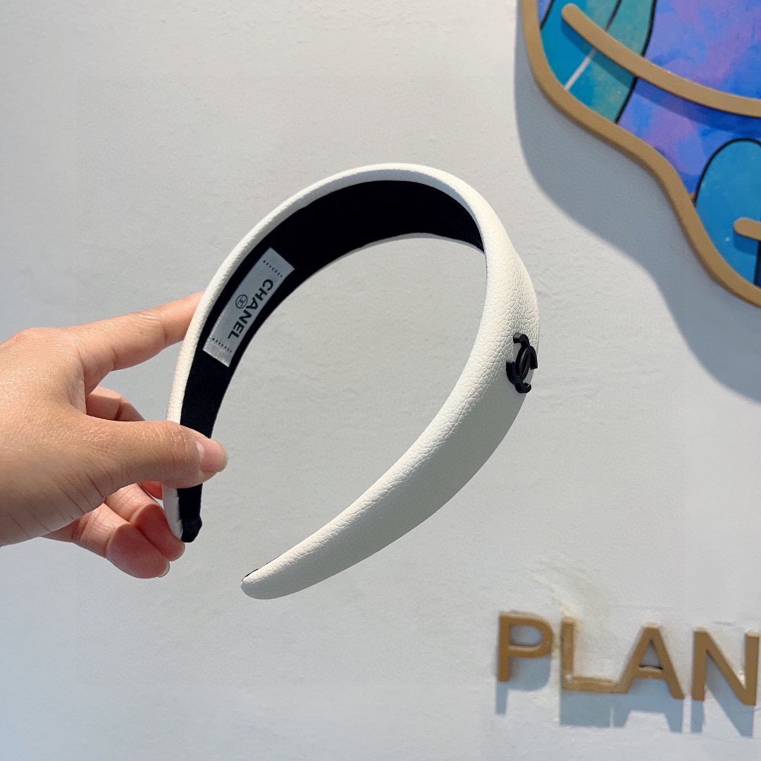 CHANEL シャネル ヘッドバンド 本革 通勤 通学 ブラック ホワイト 全2色 - 画像 4