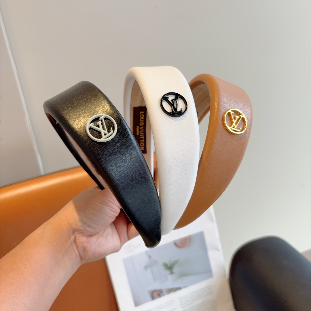 LOUIS VUITTON ルイヴィトン ヘアバンド 本革 ブランド ブラック ホワイト ベージュ 全3色 - 画像 9