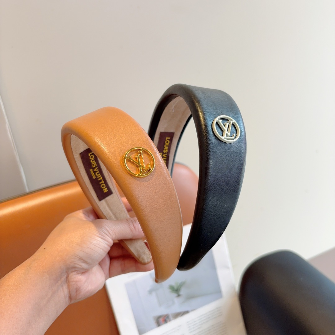 LOUIS VUITTON ルイヴィトン ヘアバンド 本革 ブラック ホワイト オレンジ ブルー 全4色 - 画像 3