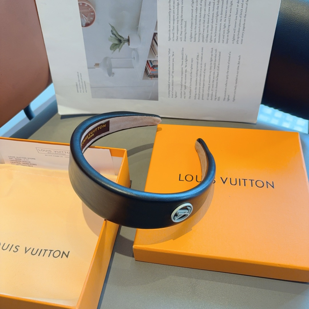 LOUIS VUITTON ルイヴィトン ヘアバンド 本革 ブラック ホワイト オレンジ ブルー 全4色 - 画像 7