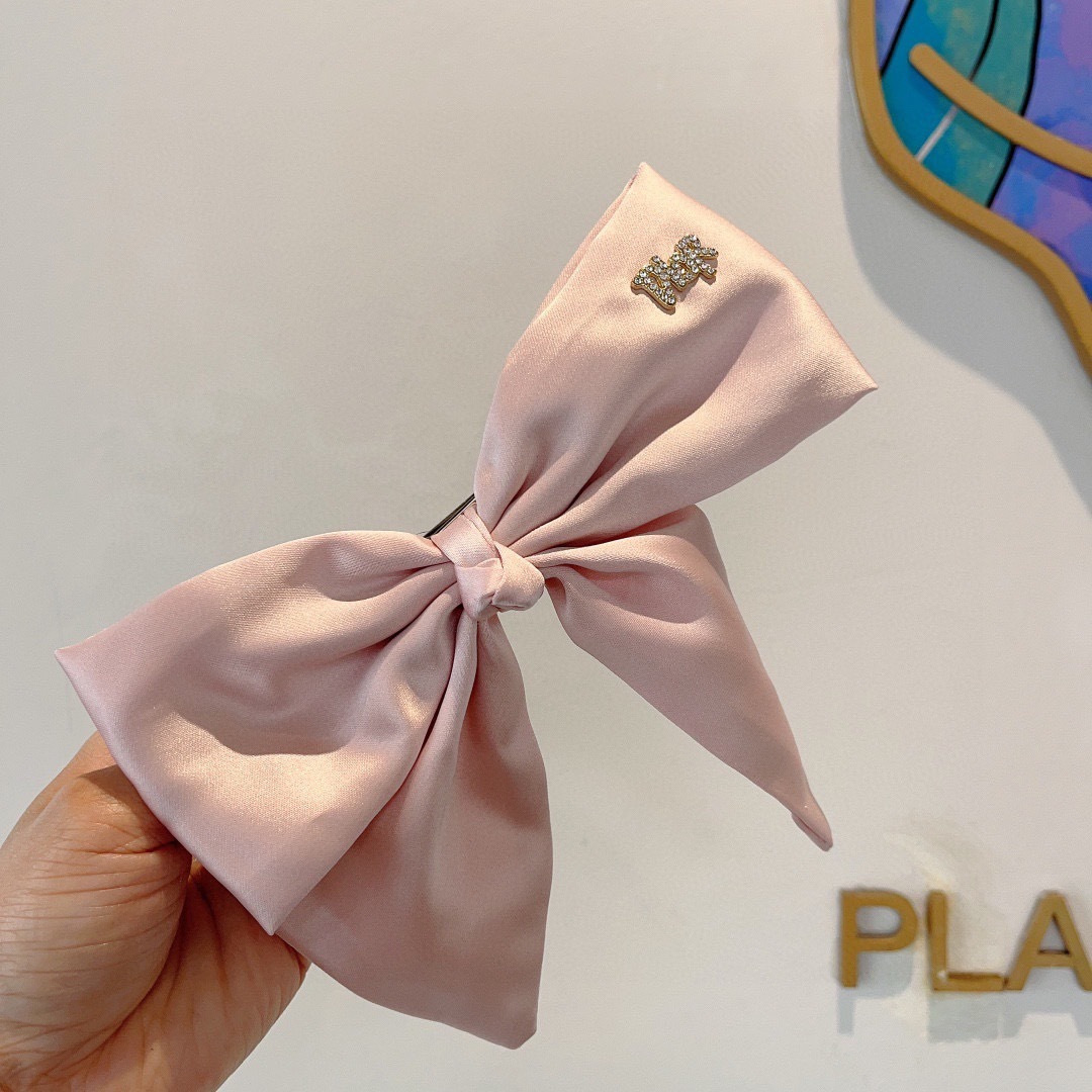 Dior ディオール ヘアアクセサリー ヘアクリップ フラットリボン シルク ピンク ブラック ホワイト 全3色 - 画像 3