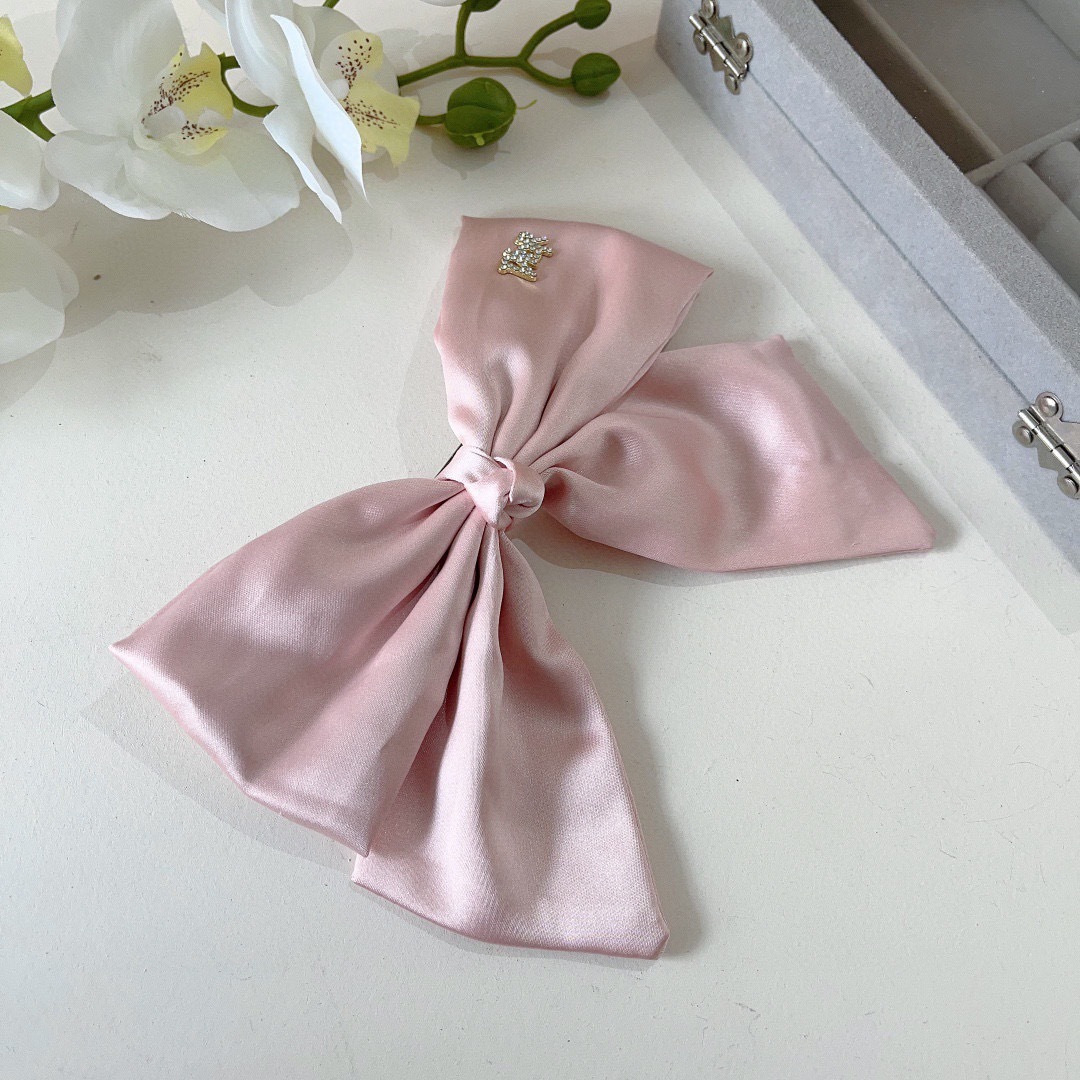 Dior ディオール ヘアアクセサリー ヘアクリップ フラットリボン シルク ピンク ブラック ホワイト 全3色 - 画像 8