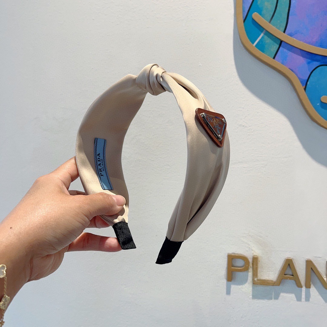 PRADA プラダ ヘッドバンド ファッション ブランド ブラック ベージュ 全2色 - 画像 2