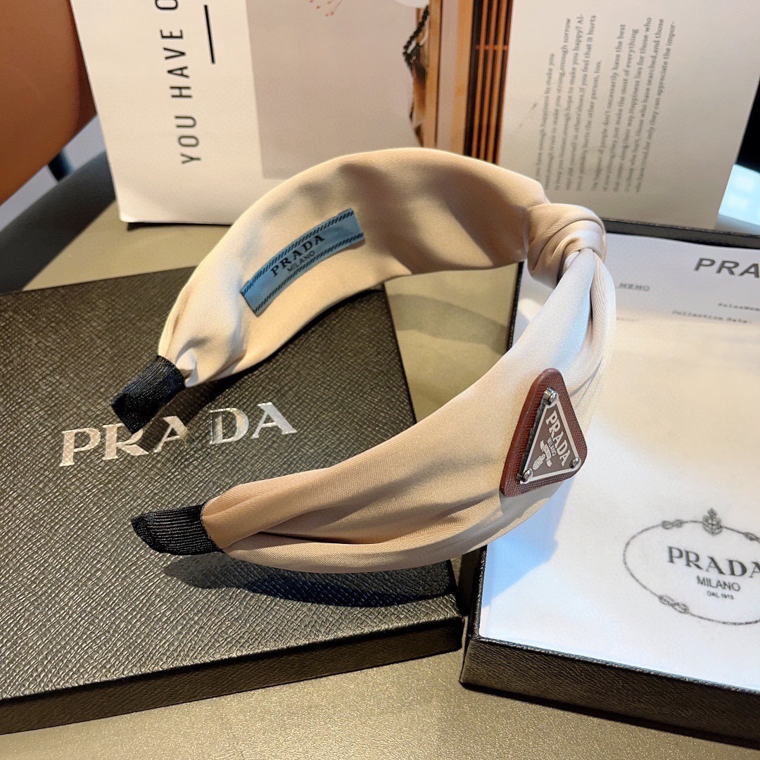 PRADA プラダ ヘッドバンド ファッション ブランド ブラック ベージュ 全2色 - 画像 6