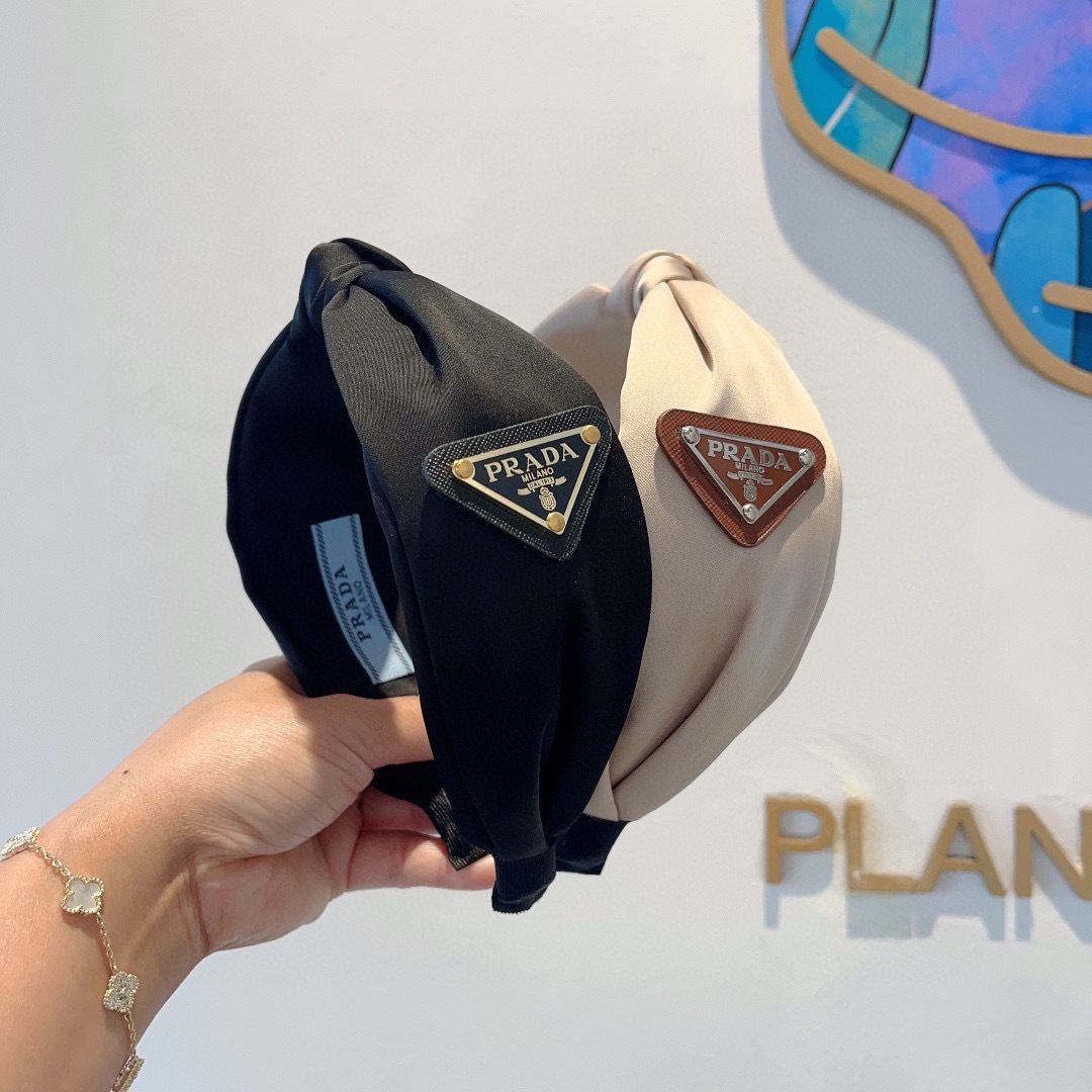 PRADA プラダ ヘッドバンド ファッション ブランド ブラック ベージュ 全2色 - 画像 9