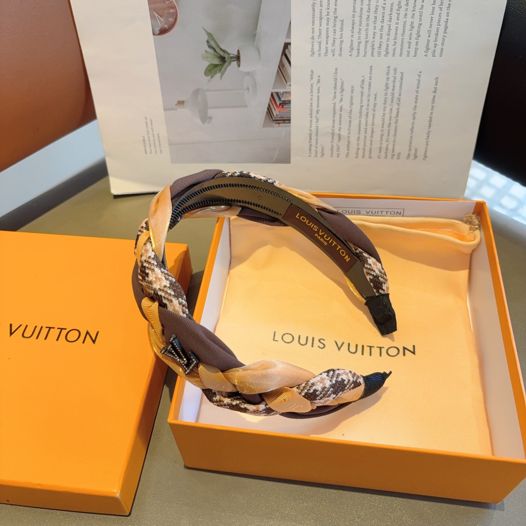 LOUIS VUITTON ルイヴィトン ヘアバンド ブランド ブラウン ブラック レッド グリーン オレンジ 全5色 - 画像 5