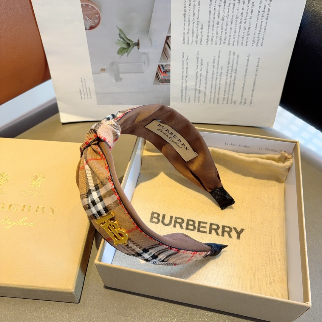 BURBERRY バーバリー ヘアバンド ブラック ベージュ シルク 通勤 旅行 全2色 - 画像 5