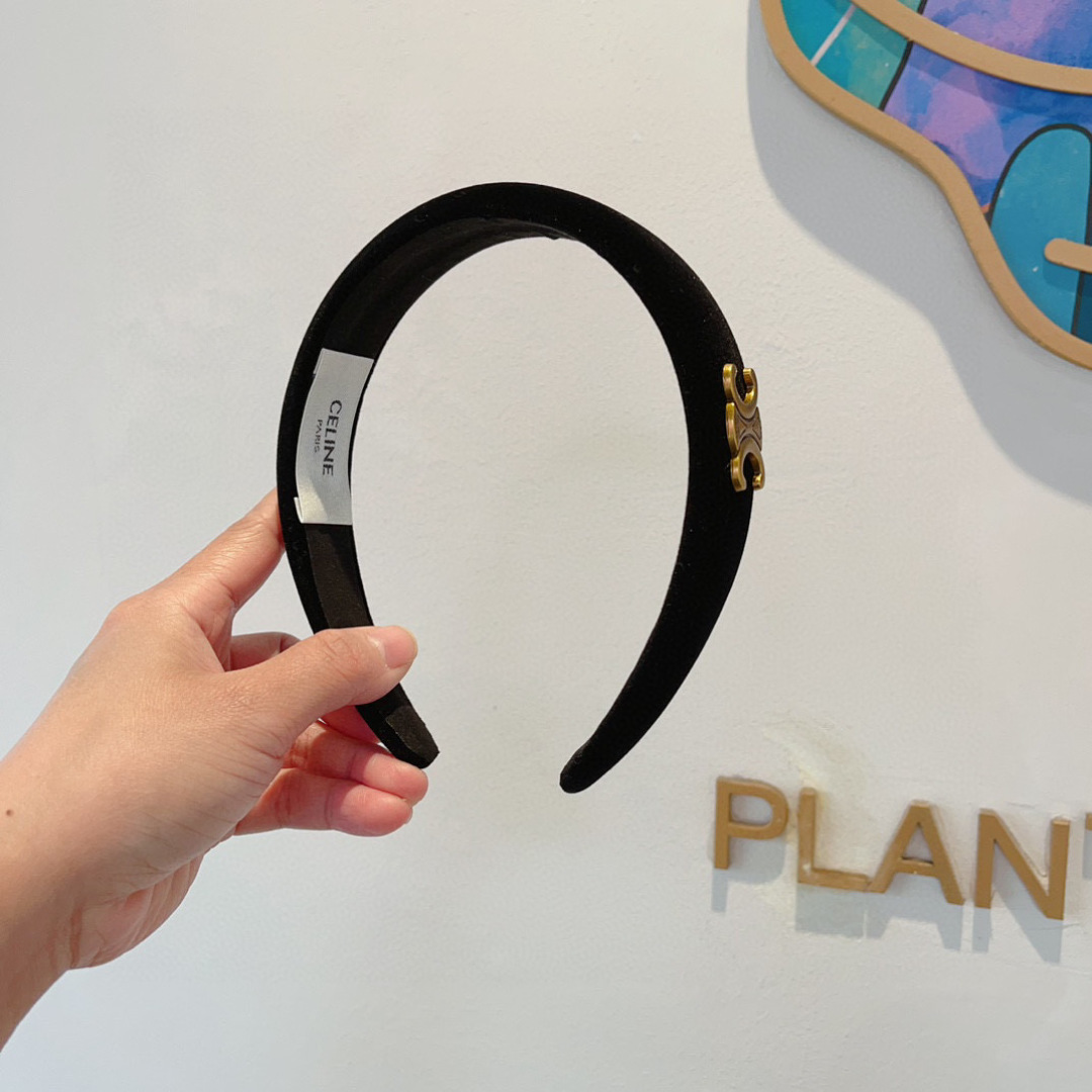 CELINE シャネル ヘアバンド 本革 ブラック - 画像 2