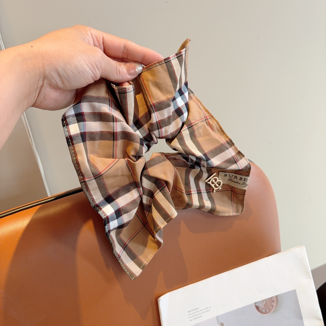 BURBE バーバリー ヘアバンド ブロックチェック ラージサイズ ブラウン 全1色