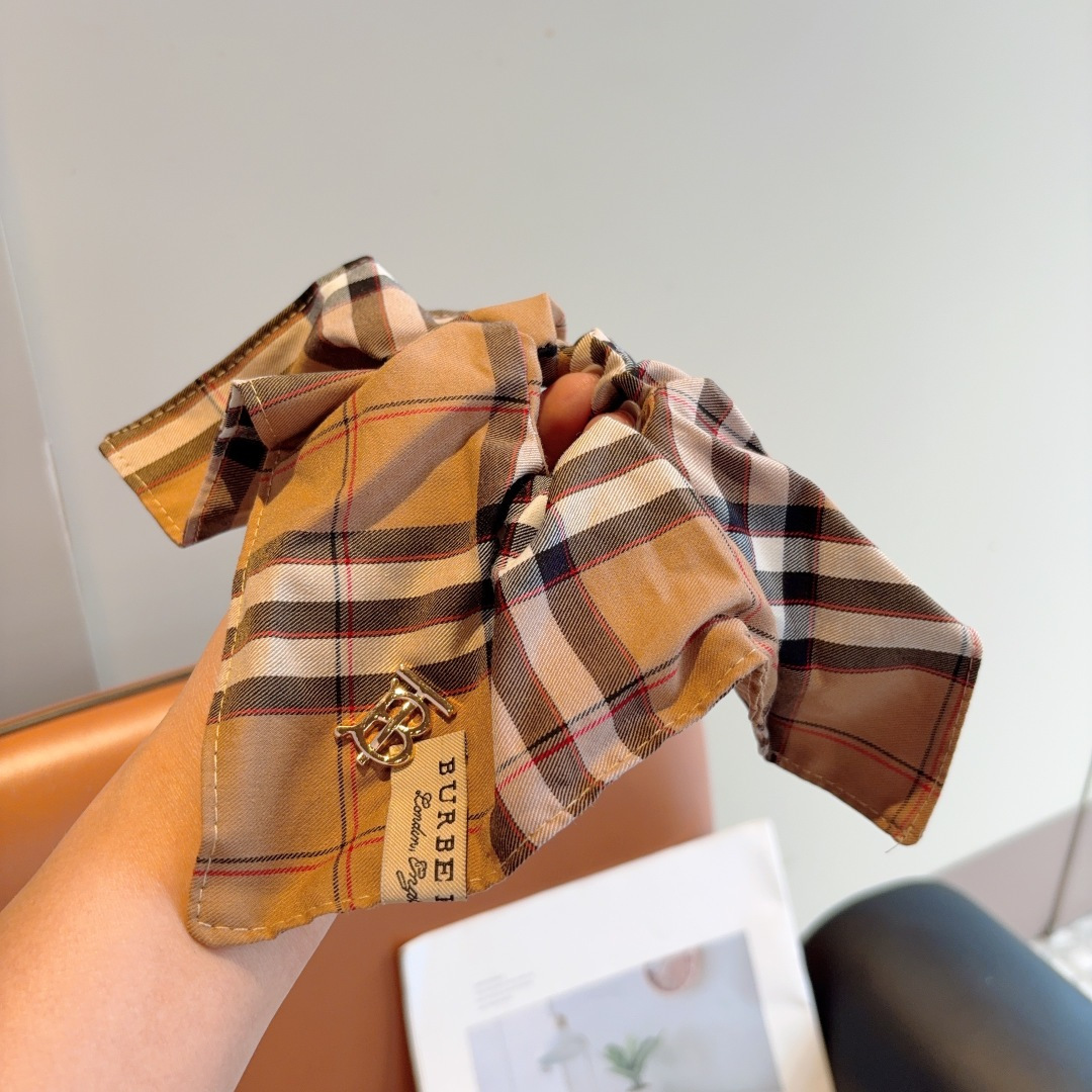 BURBE バーバリー ヘアバンド ブロックチェック ラージサイズ ブラウン 全1色 - 画像 2