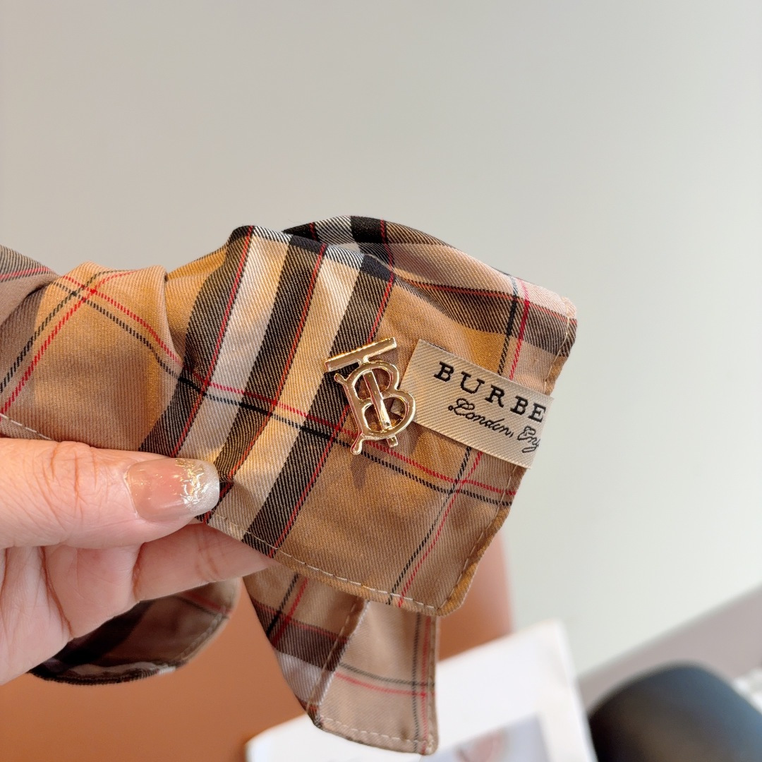 BURBE バーバリー ヘアバンド ブロックチェック ラージサイズ ブラウン 全1色 - 画像 4
