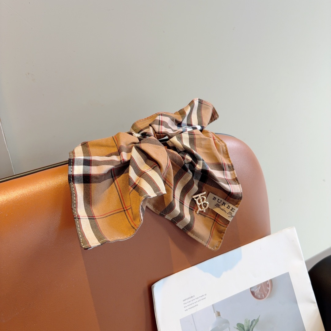BURBE バーバリー ヘアバンド ブロックチェック ラージサイズ ブラウン 全1色 - 画像 5