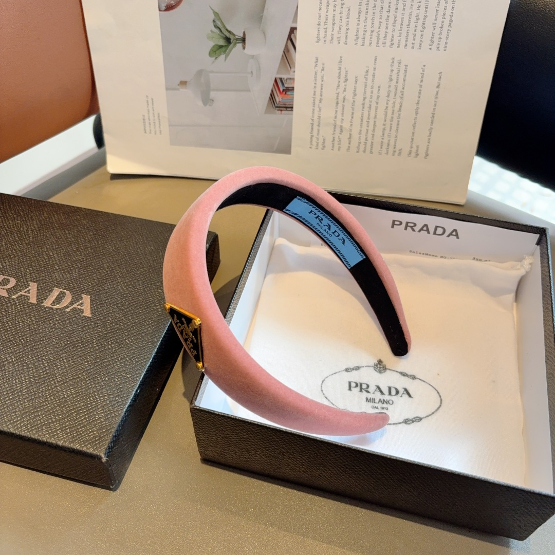 PRADA プラダ ヘアバンド ファー ブランド ブラック ピンク グレー 全3色 - 画像 6