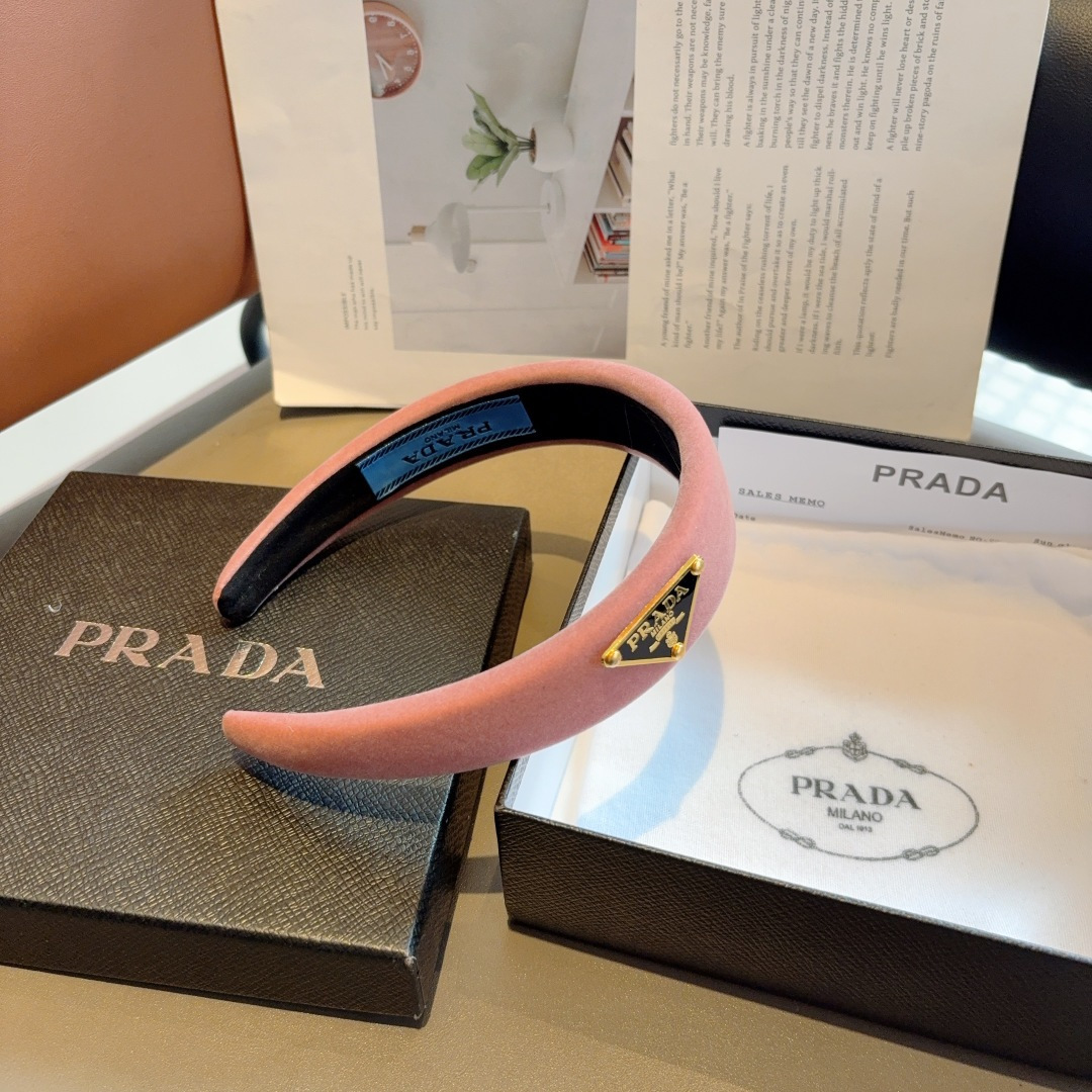 PRADA プラダ ヘアバンド ファー ブランド ブラック ピンク グレー 全3色 - 画像 8