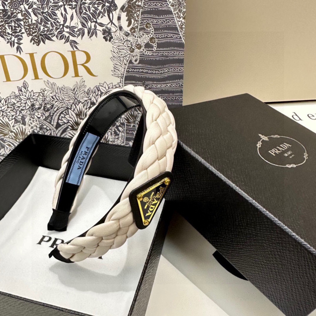 PRADA プラダ ヘアアクセサリー プラダ ヘアバンド ブラック ホワイト ブラウン 全3色 - 画像 9