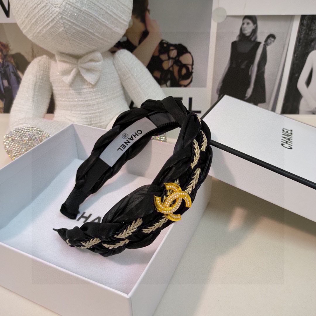 CHANEL シャネル ヘアバンド ブランド 本革 ブラック 全2色 - 画像 3