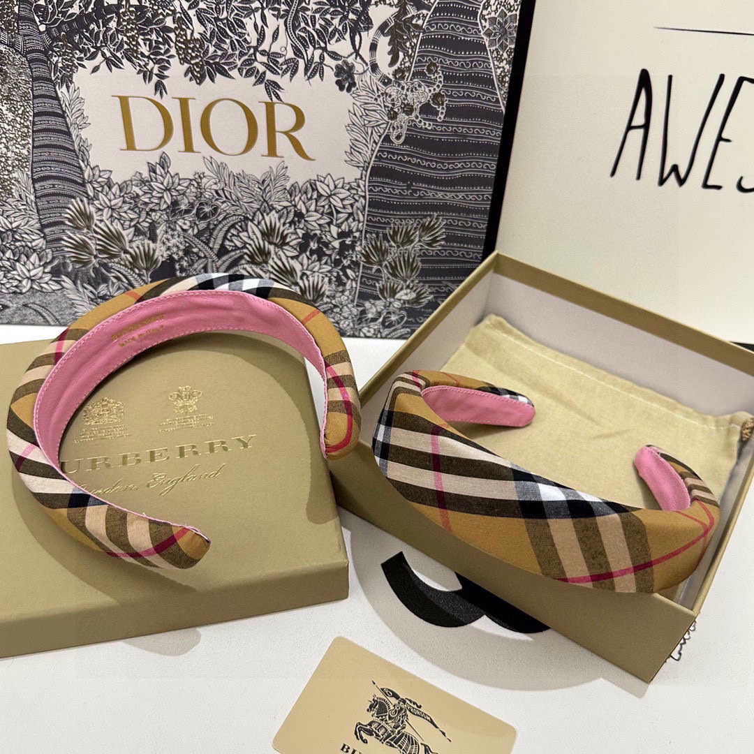 BURBERRY バーバリー ヘアバンド チェック柄 ピンク ベージュ 全2色 - 画像 6