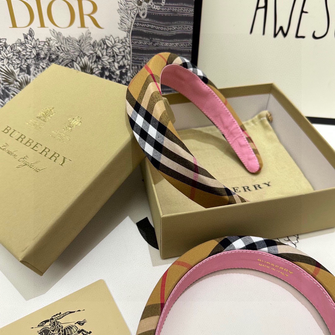 BURBERRY バーバリー ヘアバンド チェック柄 ピンク ベージュ 全2色 - 画像 8