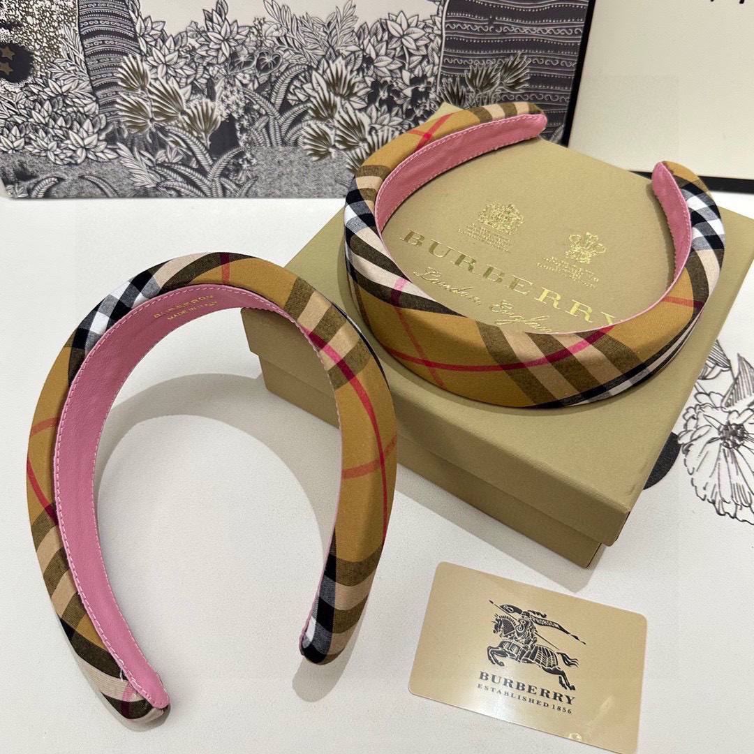 BURBERRY バーバリー ヘアバンド チェック柄 ピンク ベージュ 全2色 - 画像 9