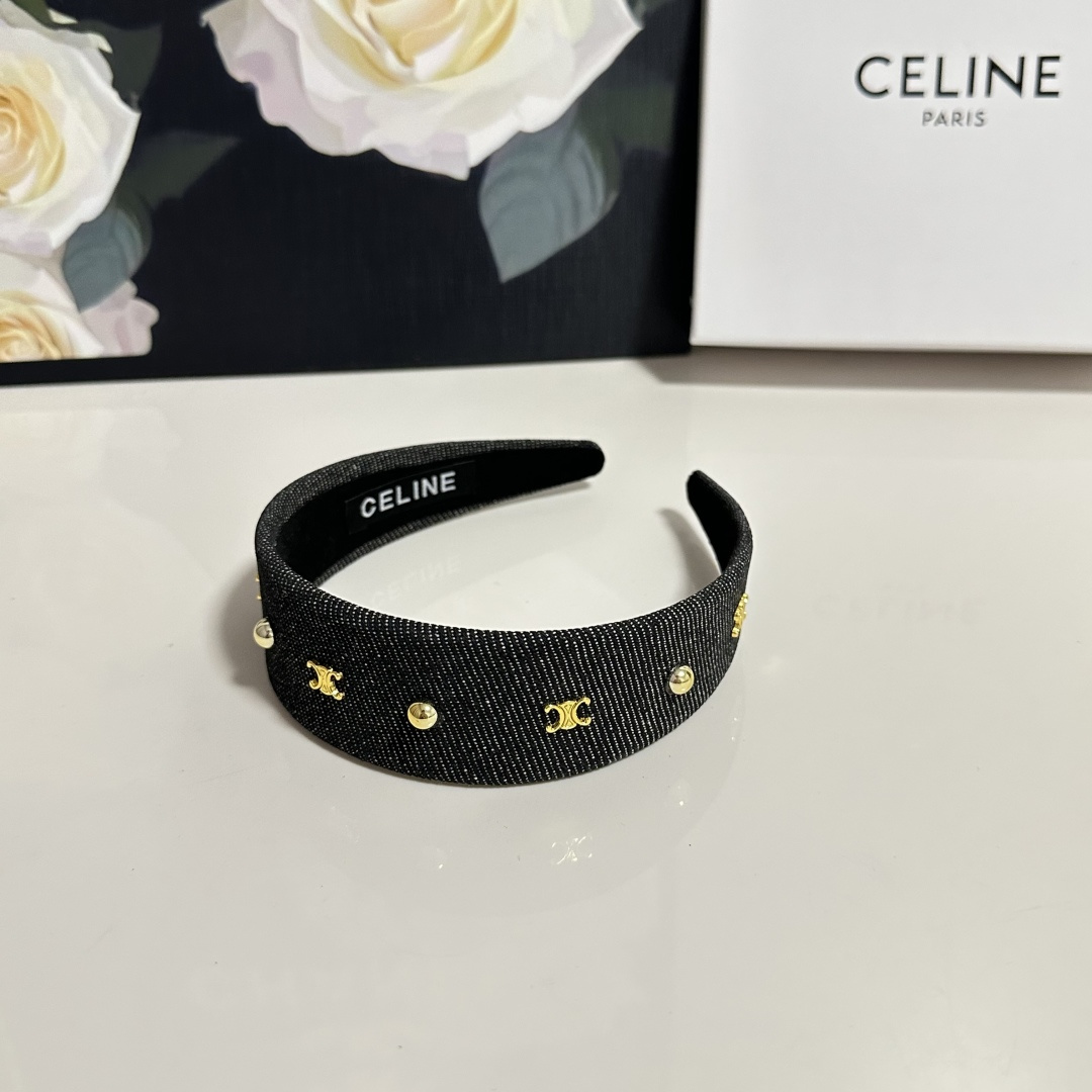 CELINE シャネル ヘアバンド デニム風 メタルロゴ 全3色 - 画像 2