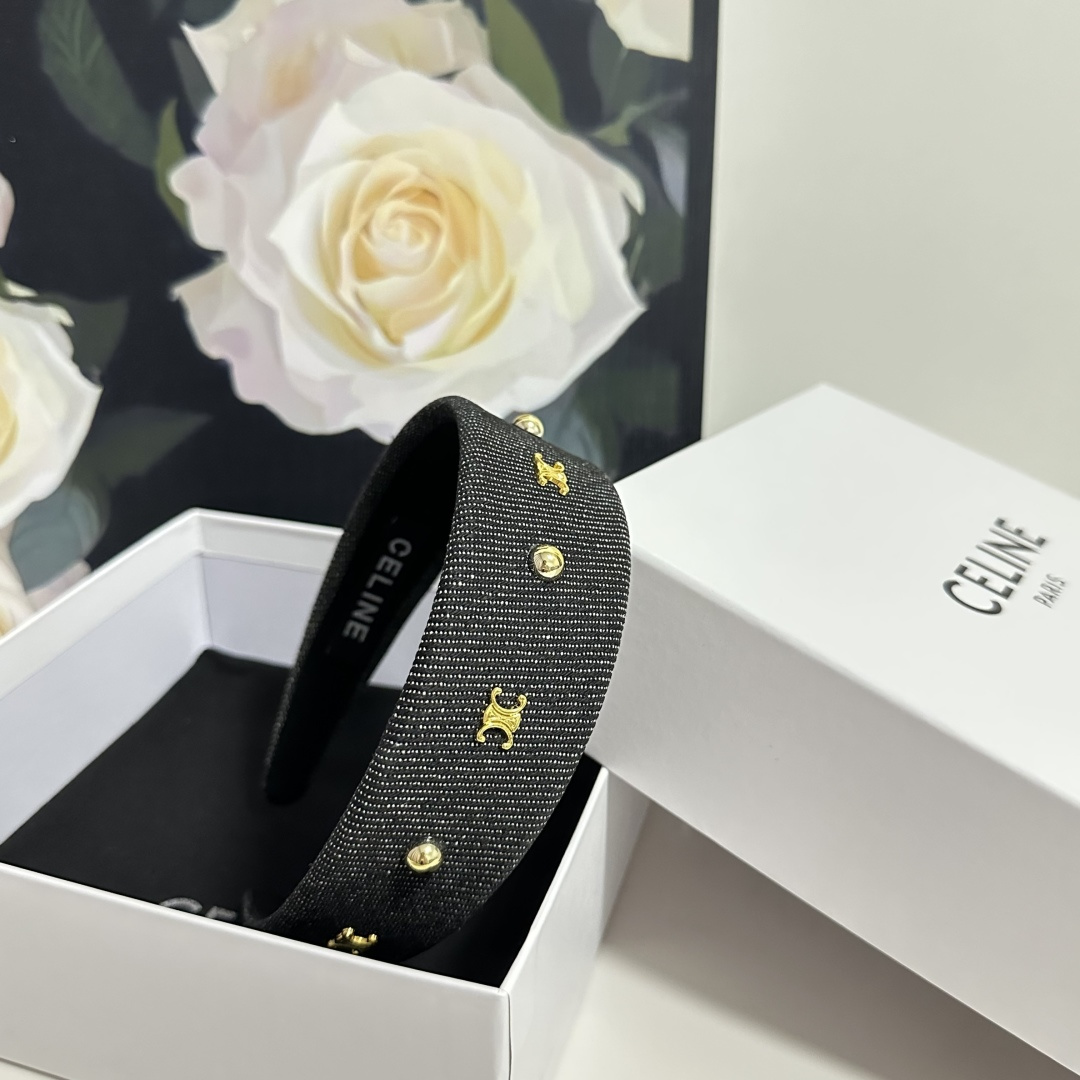 CELINE シャネル ヘアバンド デニム風 メタルロゴ 全3色 - 画像 5