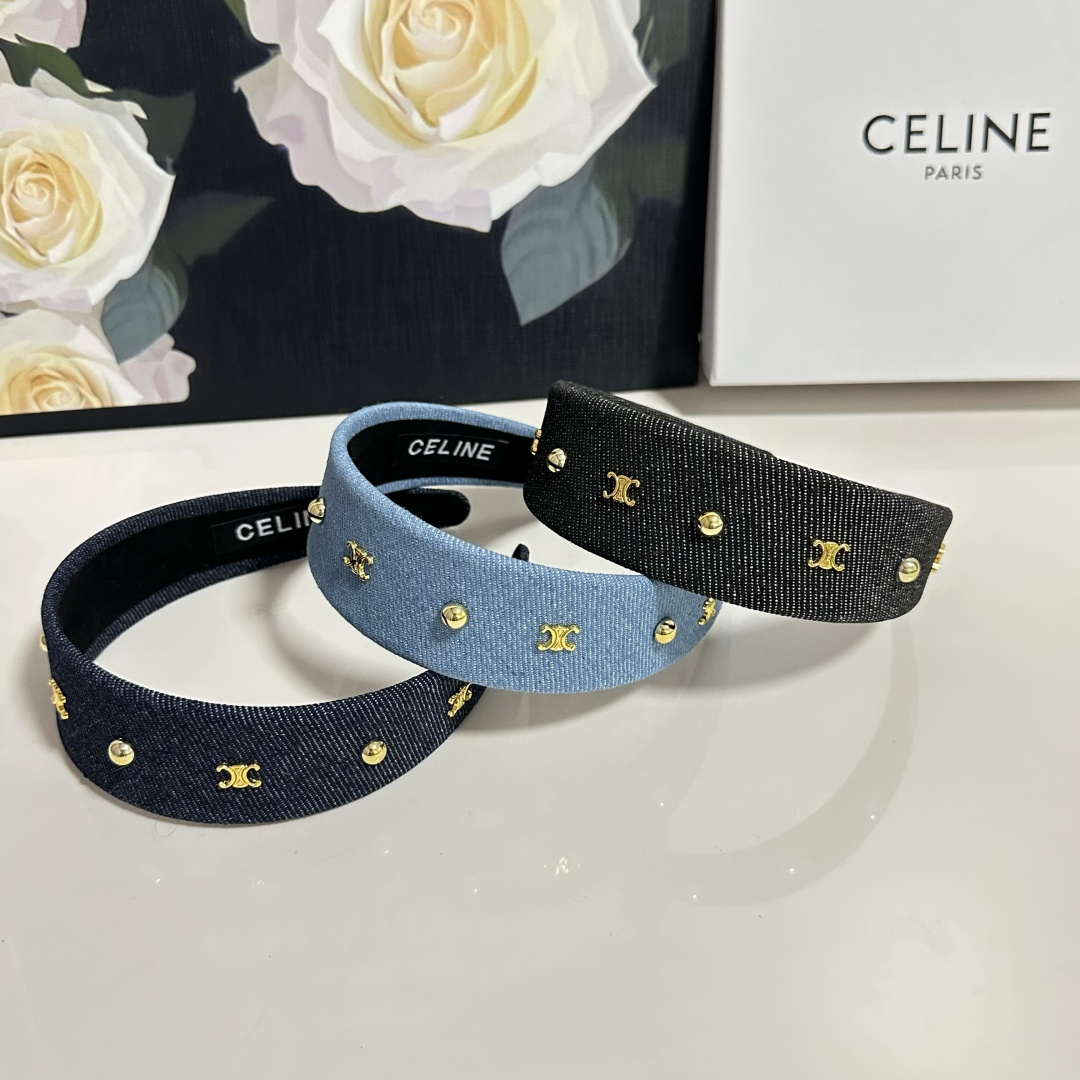 CELINE シャネル ヘアバンド デニム風 メタルロゴ 全3色 - 画像 8