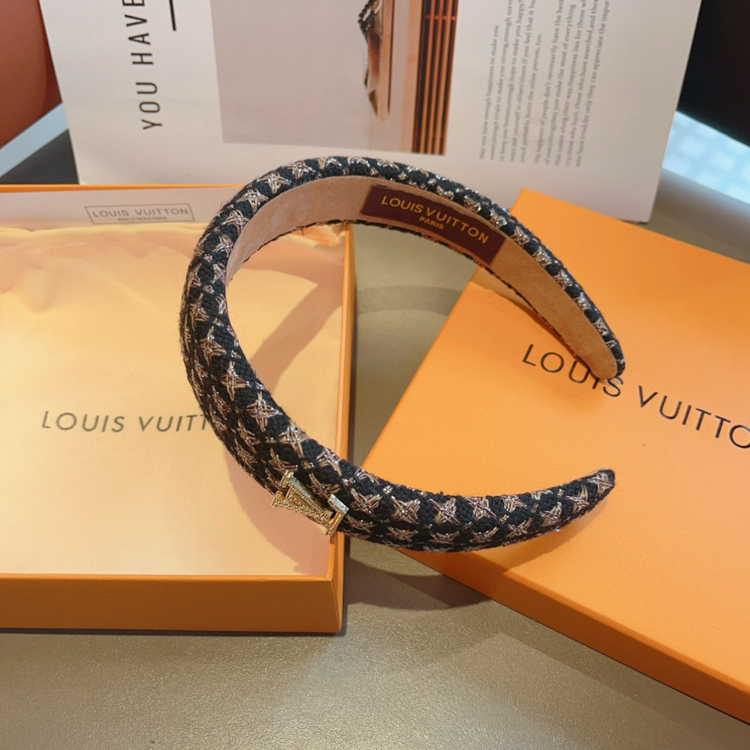 LOUIS VUITTON ルイ・ヴィトン ヘアバンド 本革 ブランド ブラック 全2色 - 画像 7