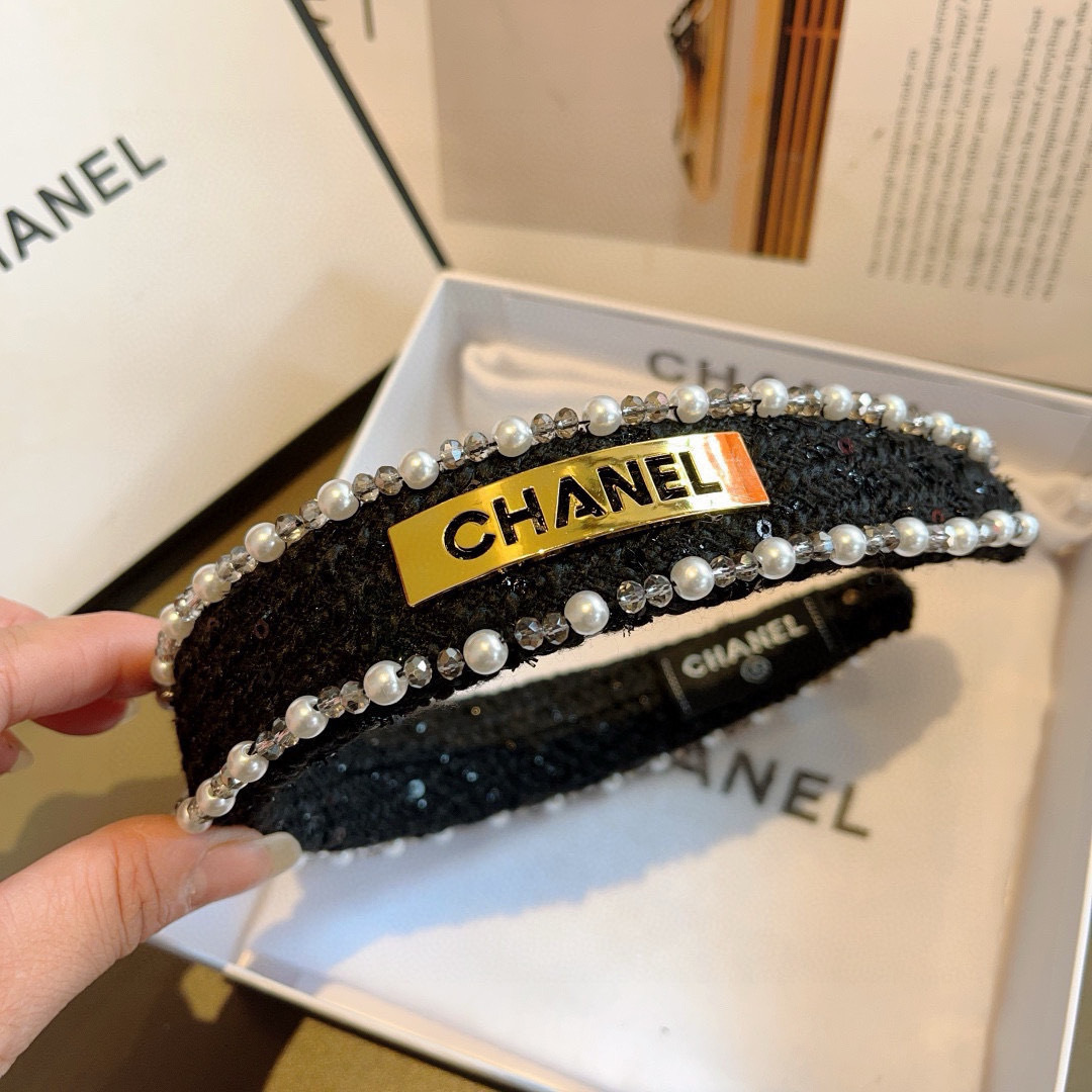 CHANEL シャネル ヘッドバンド 本革 ロゴ ブラック ホワイト 全2色 - 画像 6