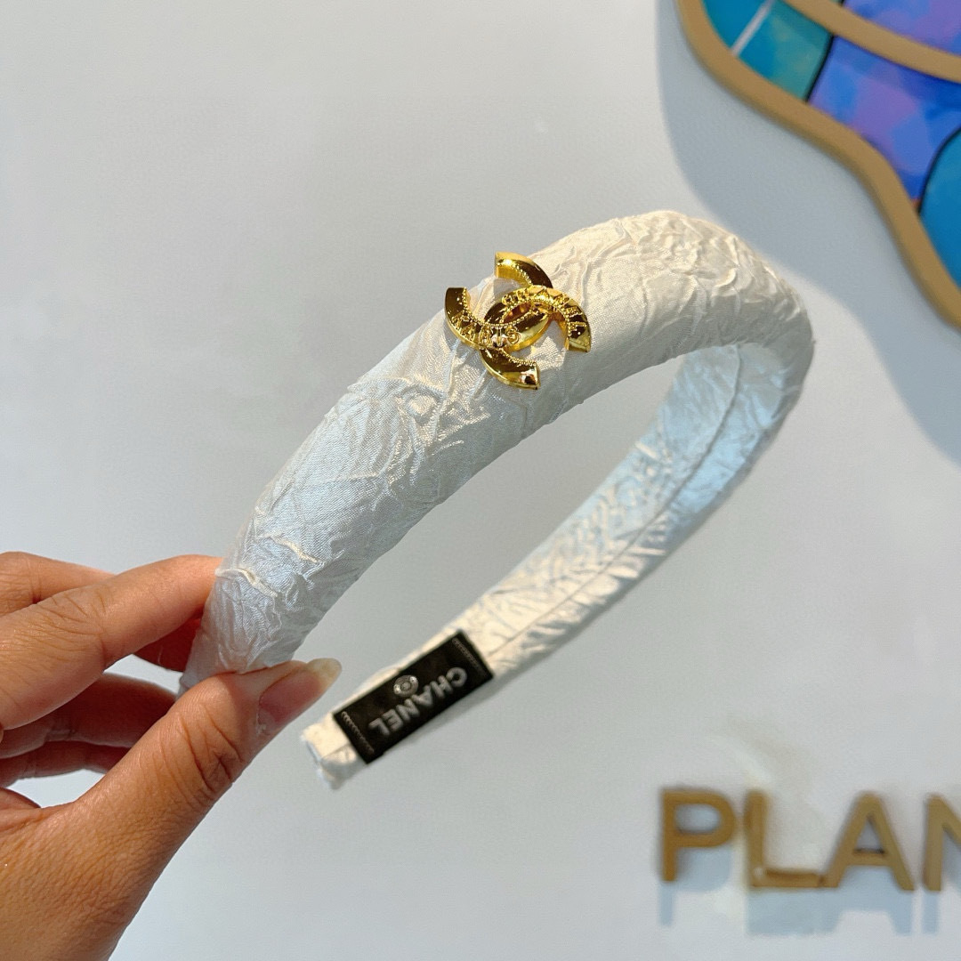 CHANEL シャネル ヘアバンド 本革 プレーン ブランド ブラック ホワイト 全2色 - 画像 3