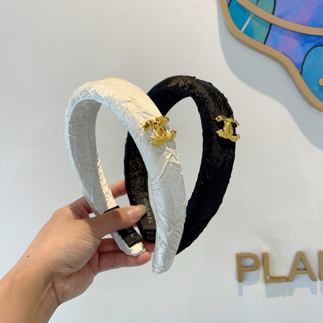 CHANEL シャネル ヘアバンド 本革 プレーン ブランド ブラック ホワイト 全2色 - 画像 9