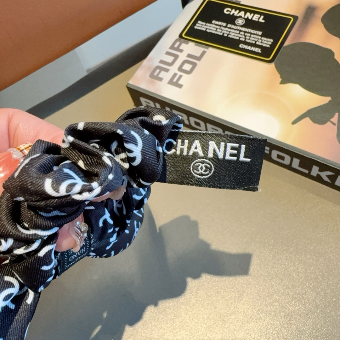 CHANEL シャネル ヘアバンド ロング リボン 本革 ブラック ホワイト 全2色 - 画像 6